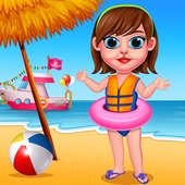 女孩海滩生活