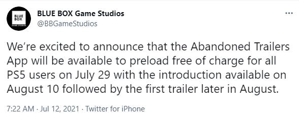 蓝盒工作室为《Abandoned》制作预告片App PS5用户可预加载