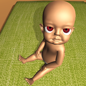 暗黄色房屋中的婴儿可怕的婴儿