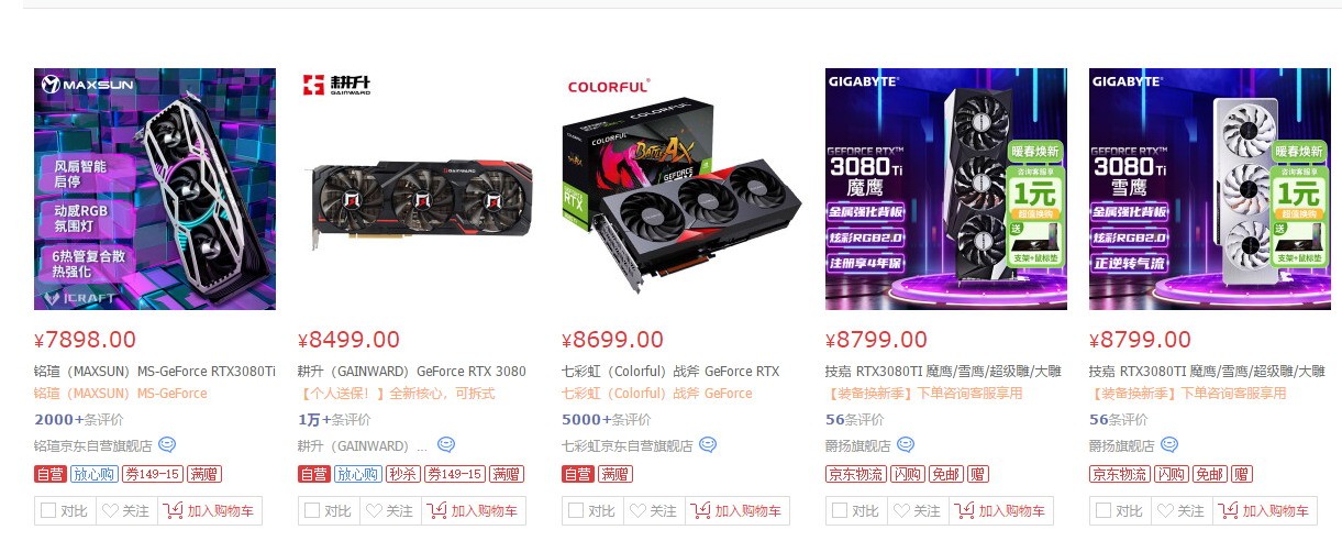 显卡价格暴跌！RTX3080 Ti显卡首次跌破8000元