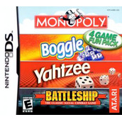4 Game Fun Pack: Monopoly + Boggle + Yahtzee + Battleship