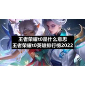 王者荣耀t0是什么意思-王者荣耀t0英雄排行榜2022
