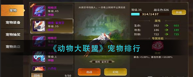 动物大联盟什么宠物厉害-宠物排行