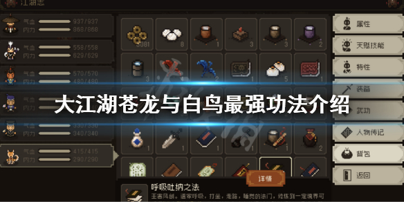 《大江湖之苍龙与白鸟》最强功法是什么？最强功法介绍