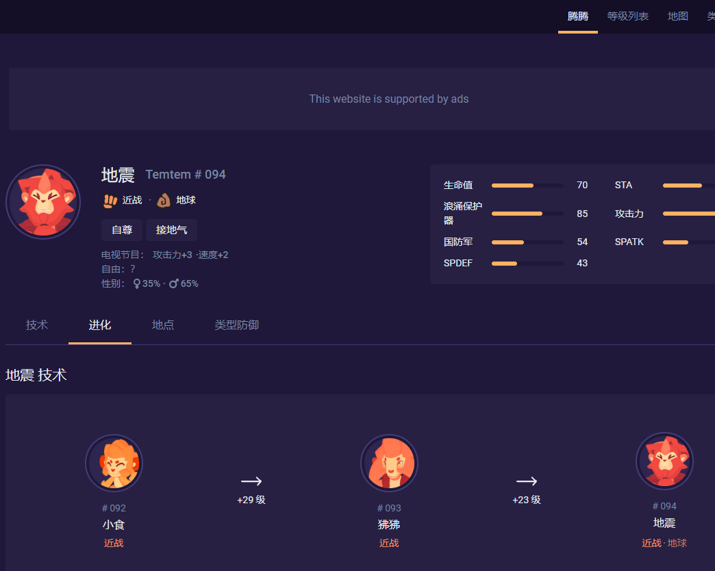 temtem进化等级表分享