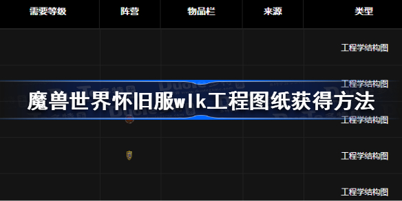 魔兽世界工程图纸哪里买-魔兽世界怀旧服wlk工程图纸获得方法