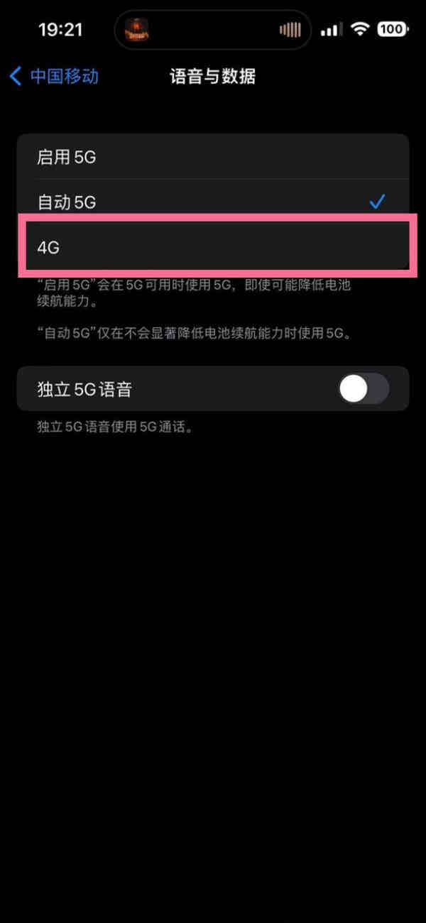 ios16怎么切换4g网络