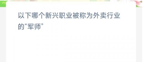 以下哪个新兴职业被称为外卖行业的军师