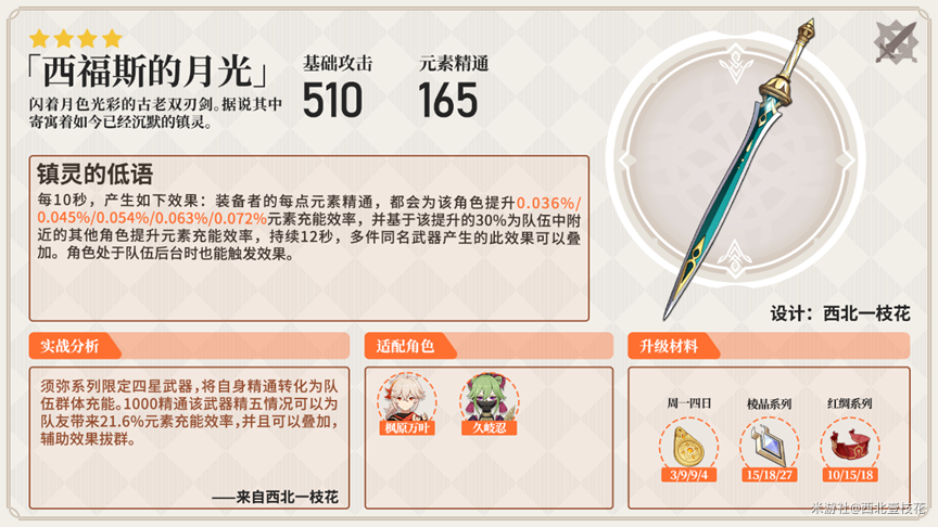 原神西福斯的月光和铁蜂刺哪个好