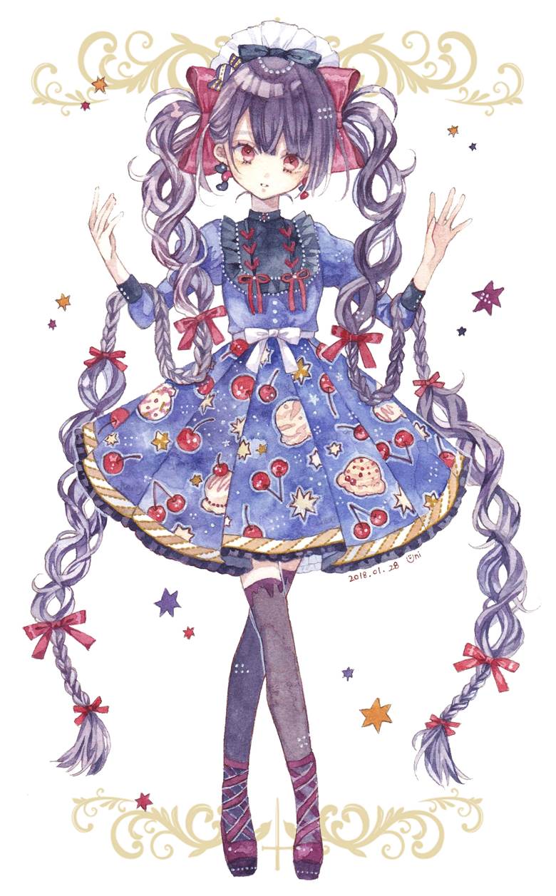 洛丽塔穿着的美少女高清插画图片
