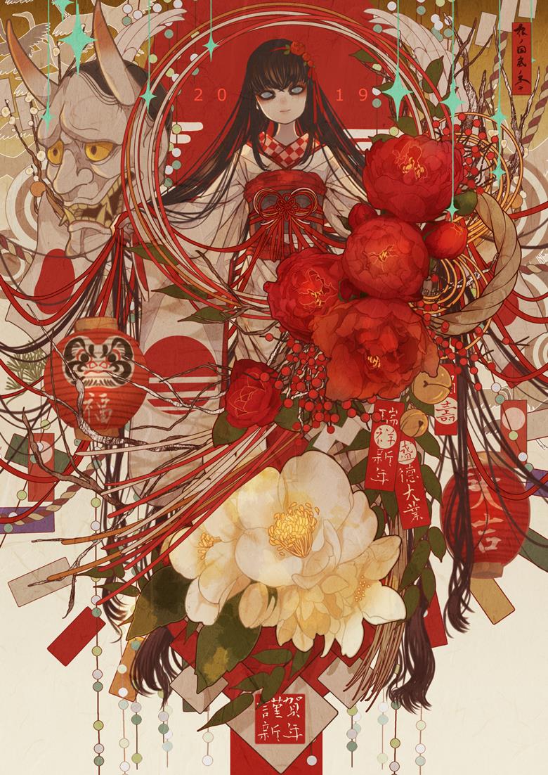 浓浓的和风味道的少女插画图片