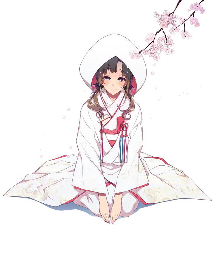 甜美的白无垢美少女插画图片