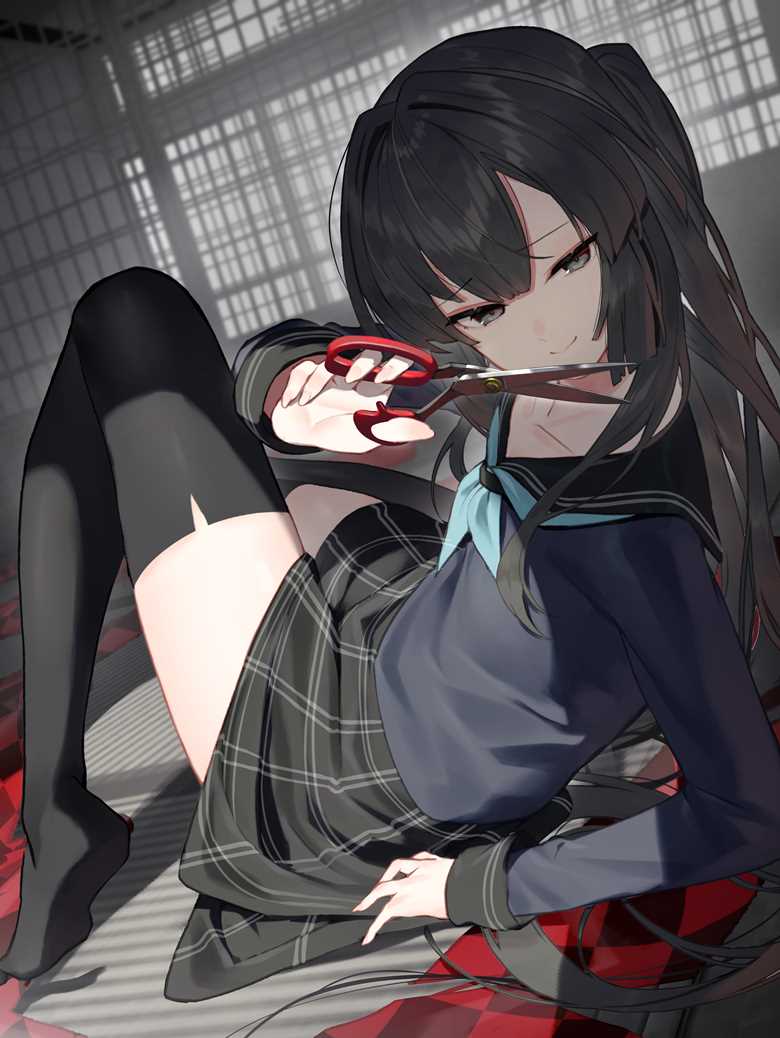 怦然心动的日系水手服女生插画图片