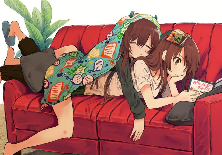 富有生活感的少女插画图片