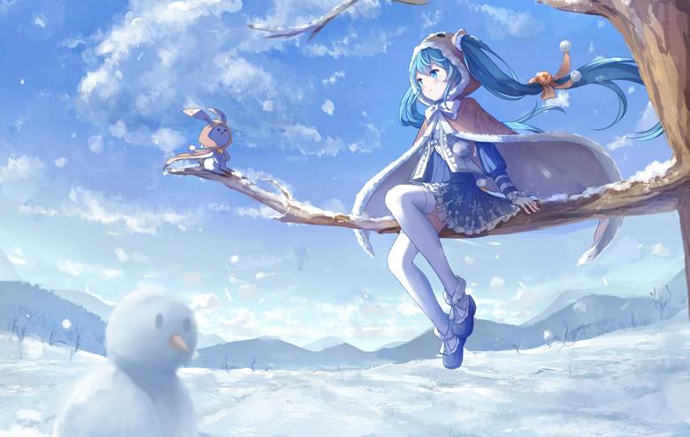洁白纯洁的雪未来pixiv插画图片