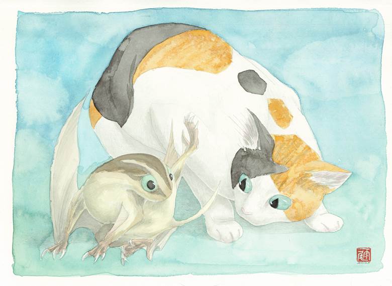 超可爱的pixiv三毛猫插画图片