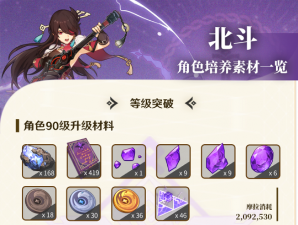 原神北斗养成材料有哪些