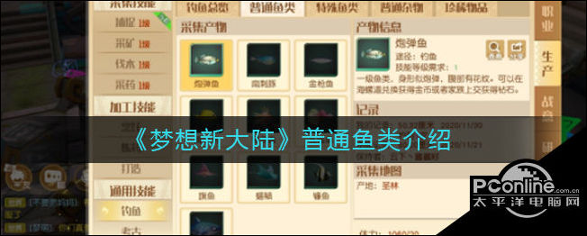 梦想新大陆普通鱼类介绍