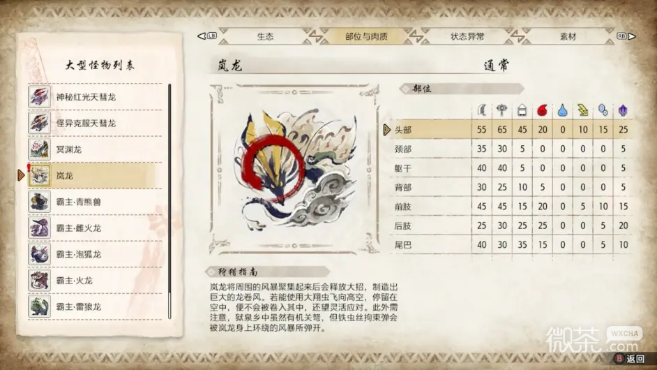 怪物猎人曙光岚龙弱点一览