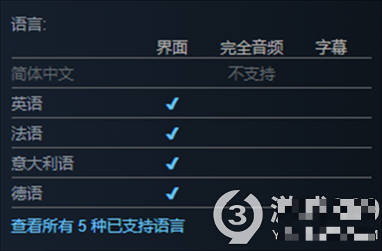 《阴影笼罩》支持语言一览