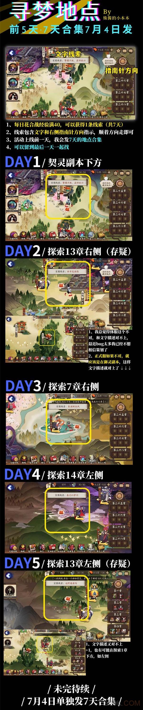 阴阳师百鬼逸闻寻梦宝图位置攻略大全