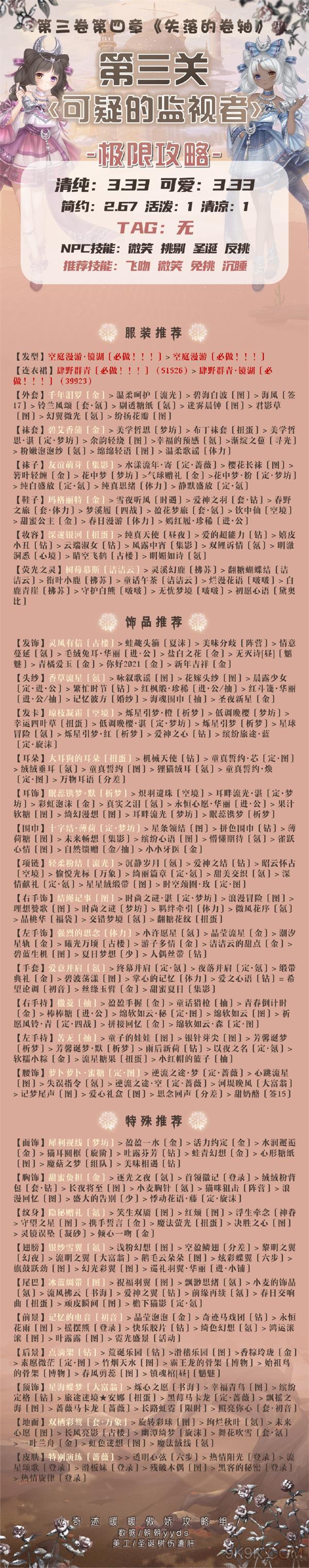奇迹暖暖可疑的监视者通关攻略