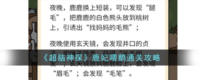 《超脑神探》鹿妃喂鹅通关攻略