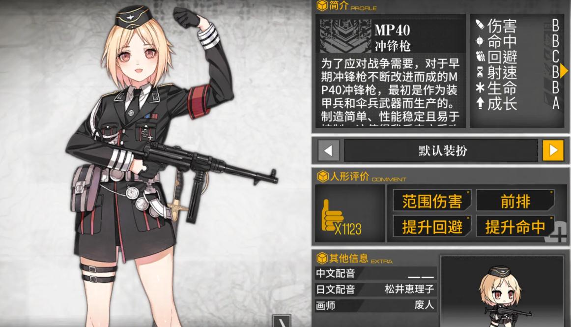 少女前线mp40值得练吗