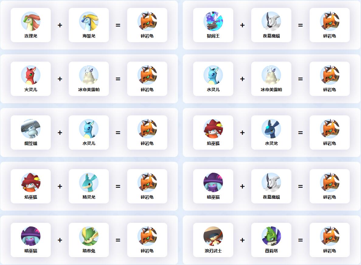 《幻兽帕鲁》碎岩龟配种公式一览