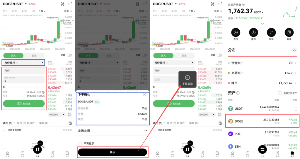 欧易OKX交易所购买DOGE狗狗币的几个方式汇总