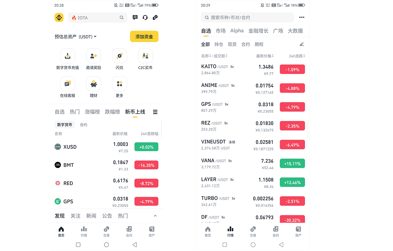 币安的界面设计