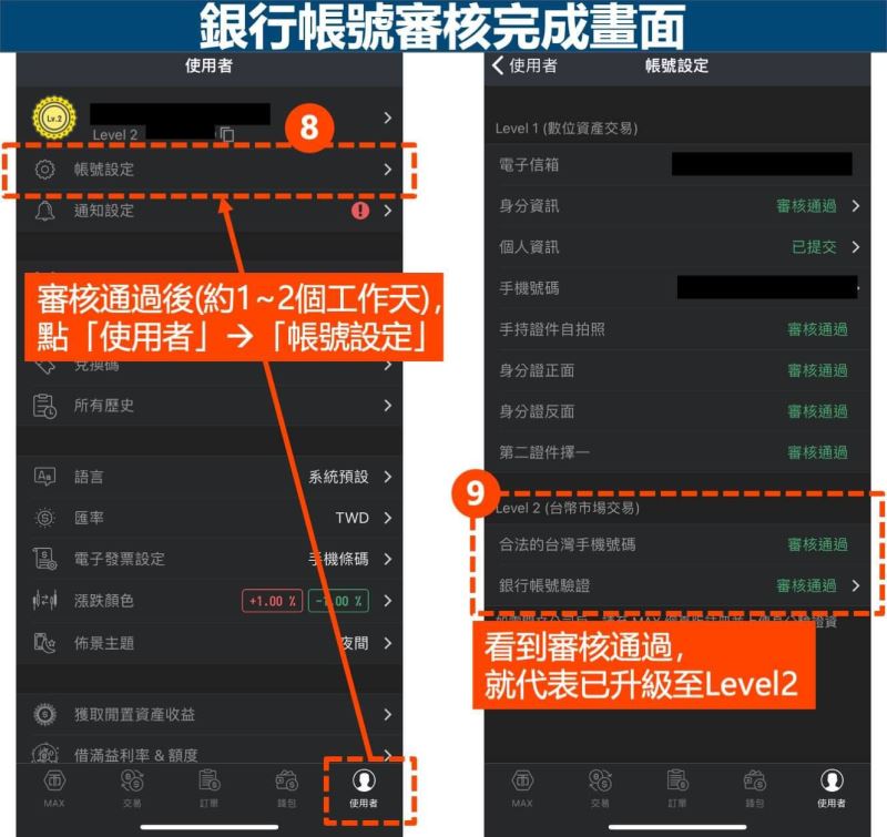 MAX银航帐号审核完成画面