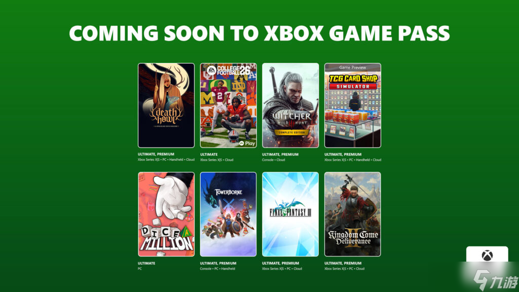 即将加入 Xbox Game Pass 天国 拯救 2 巫师 3 狂猎 EA Sports College Football 26 等更多大作