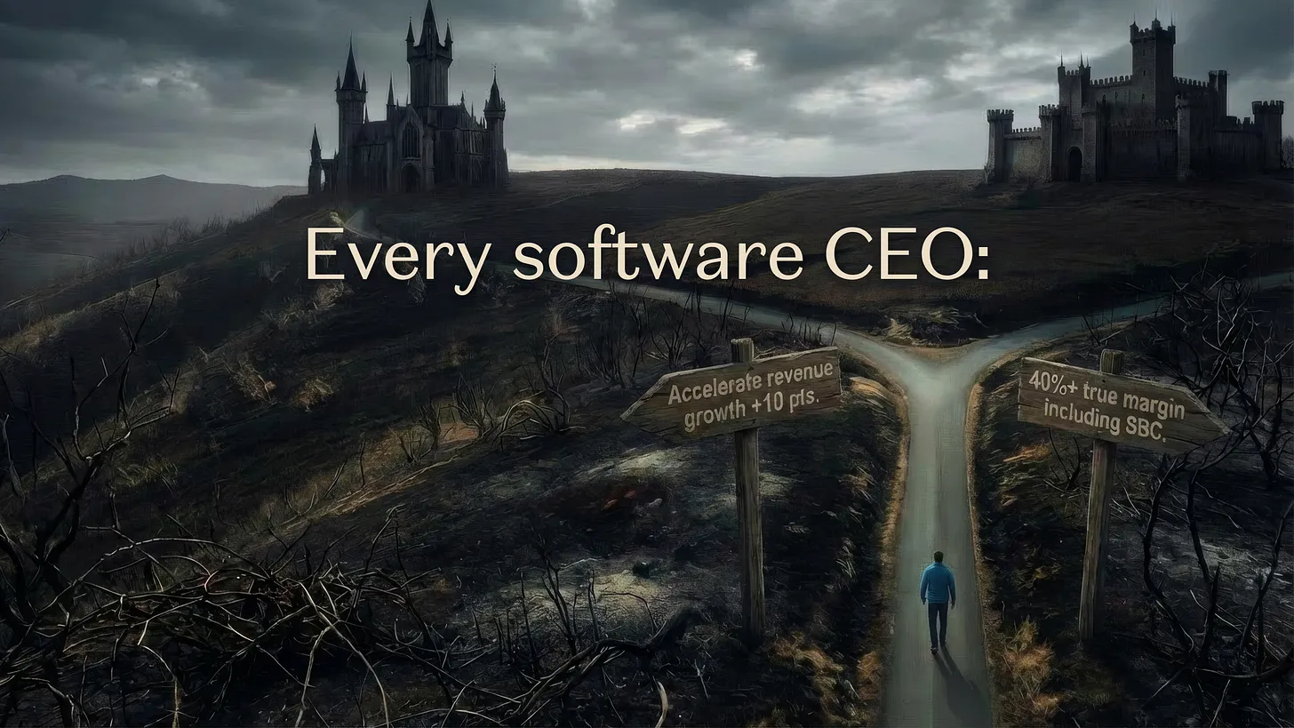 软件行业只剩两条路了:要么AI原生产品增长10%,要么真实利润达到40%