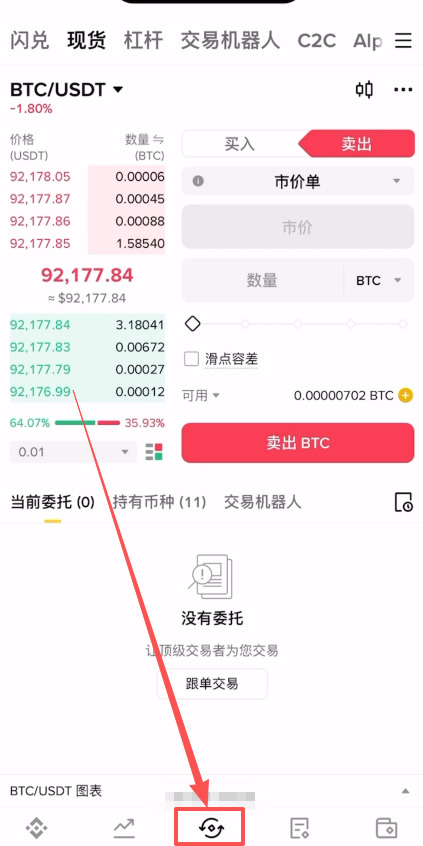 第六步：购买比特币 (现货交易)