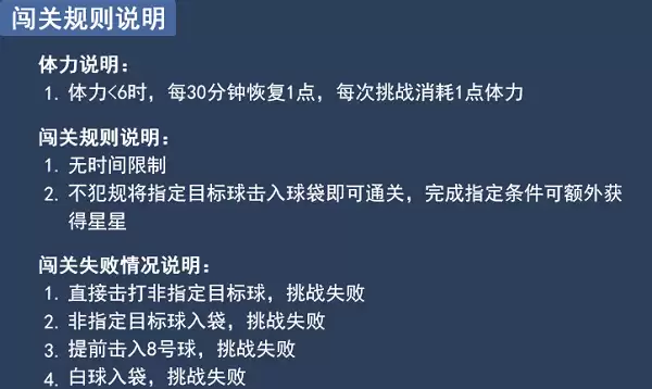《台球王者》闯关规则