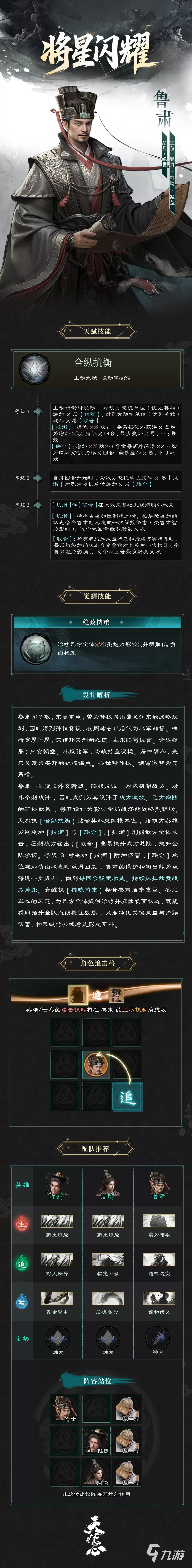 三国天下归心鲁肃怎么配队 三国天下归心鲁肃技能与配队拆解