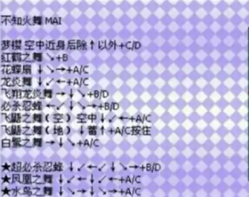 拳皇97风云再起全人物出招表汇总18 拳皇97风云再起全人物出招表汇总18