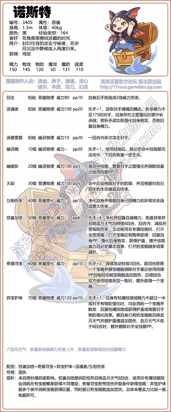 洛克王国诺斯特技能列表