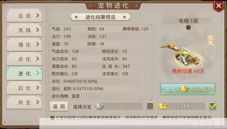 问道宠物进化全解析