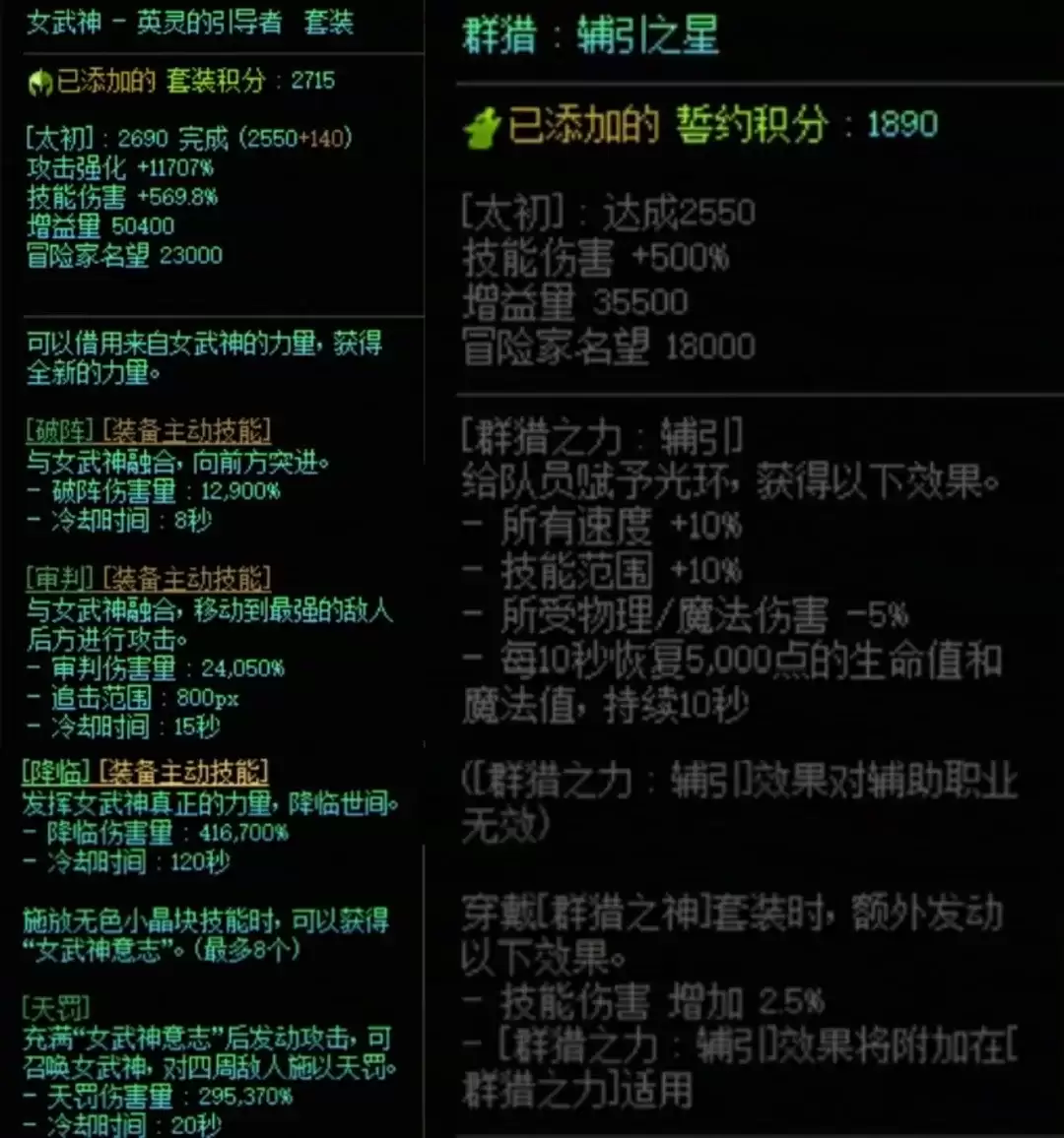 DNF女武神加群猎属性搭配一览