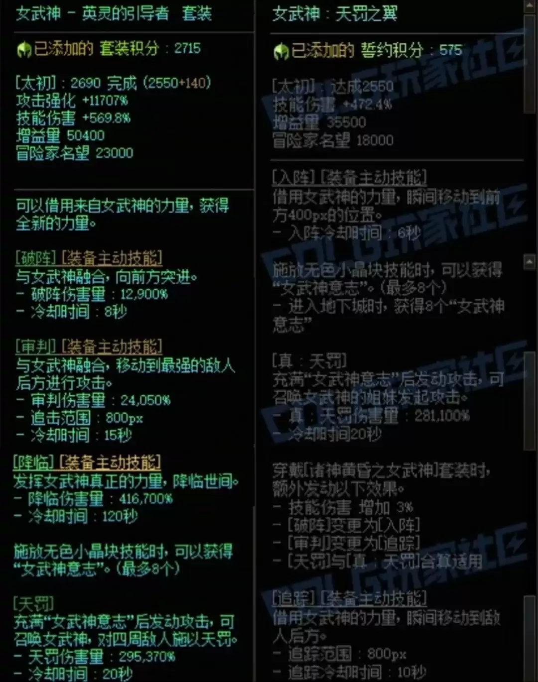 DNF女武神加女武神属性搭配一览