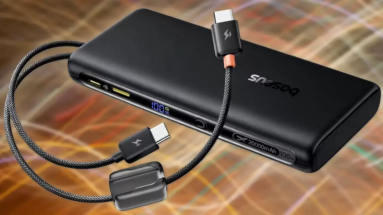 倍思 20,000mAh 100W 自带双 USB-C 线充电宝现价仅 38.99 美元