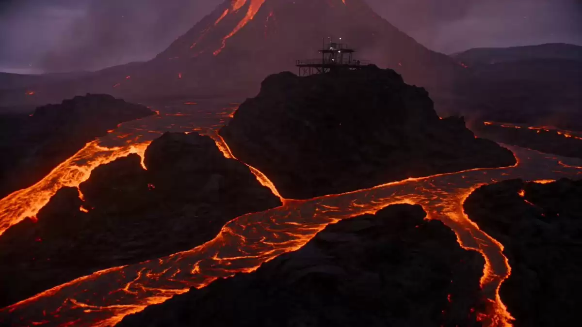 灾难电影场景火山观测站