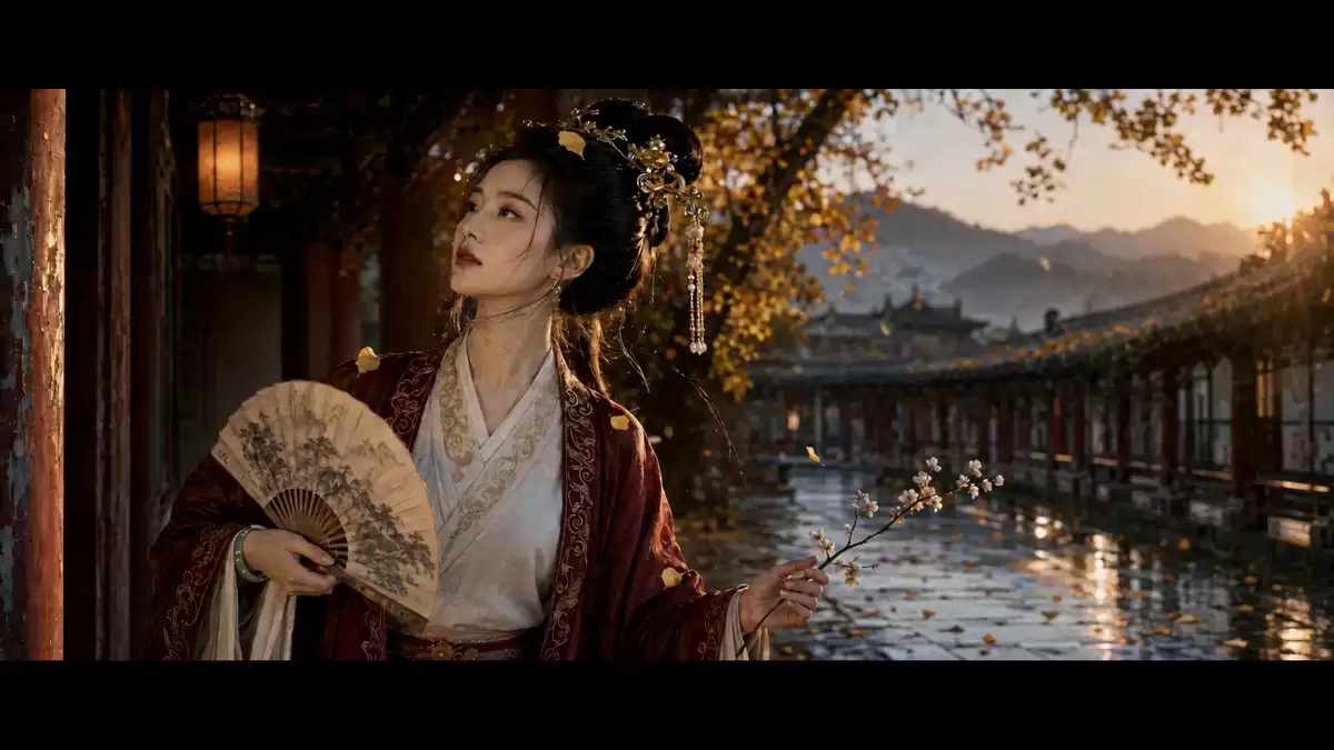 古代中国女子电影感视频提示词
