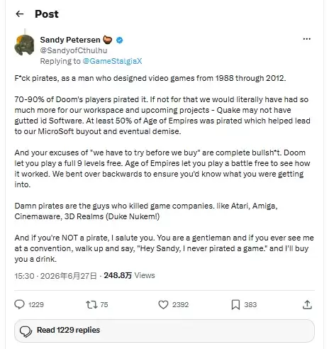 帝国时代盗版超五成：设计师直指乱象：导致厂商遭收购解散