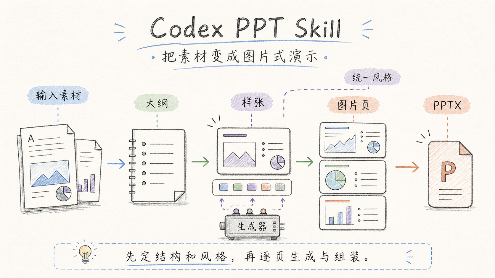 Codex PPT Skill 官方手绘技术解释风示例图
