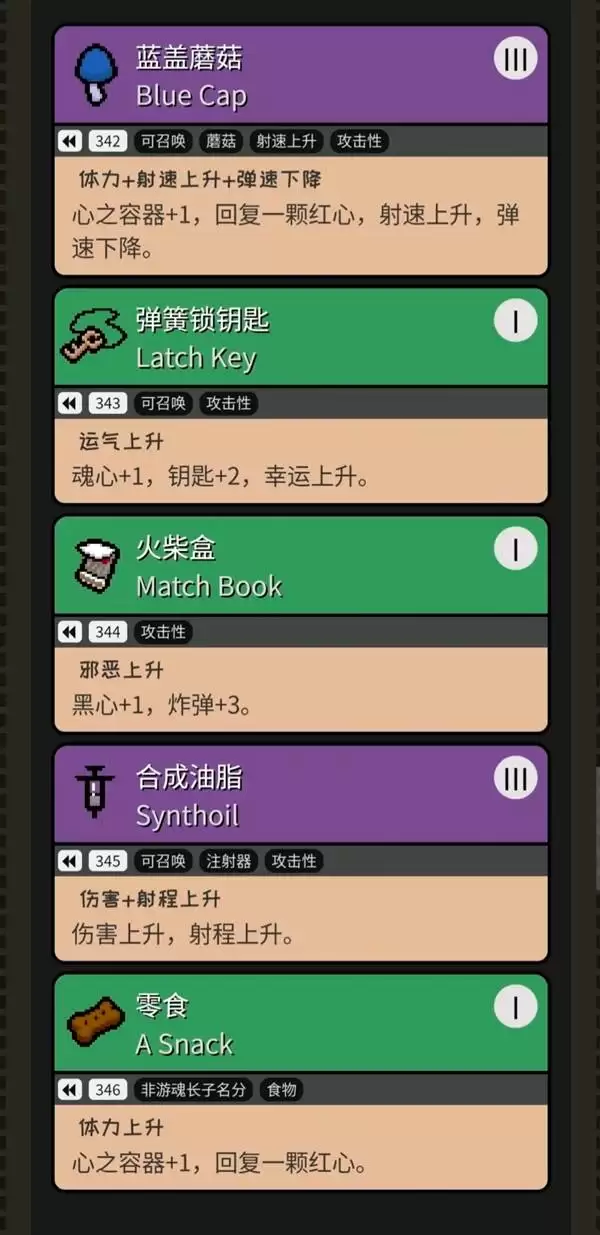 以撒的结合重生全道具与效果一览