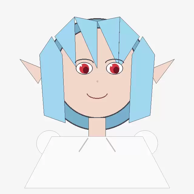 蓝发精灵少女粗线条几何风