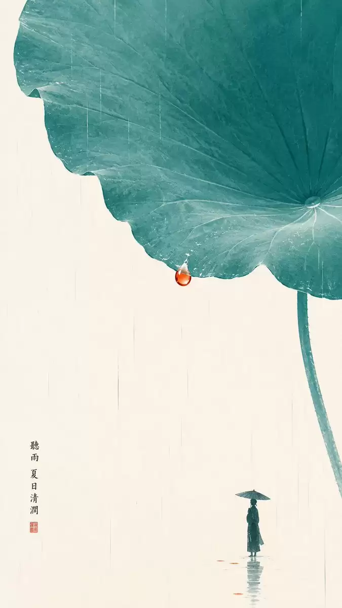 禅意极简荷莲插画